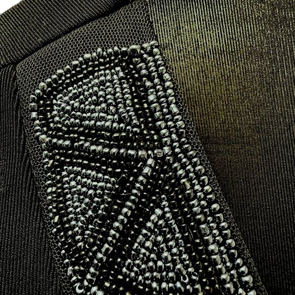 Chicos Travelers Black Beaded Slinky Tunic Large (Chicos 2) Stretch Womens Top - Picture 7 of 10